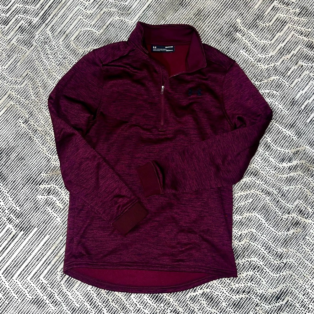 Under Armour Loose ColdGear Quarter-Zip Maroon Pullover Men’s Small
